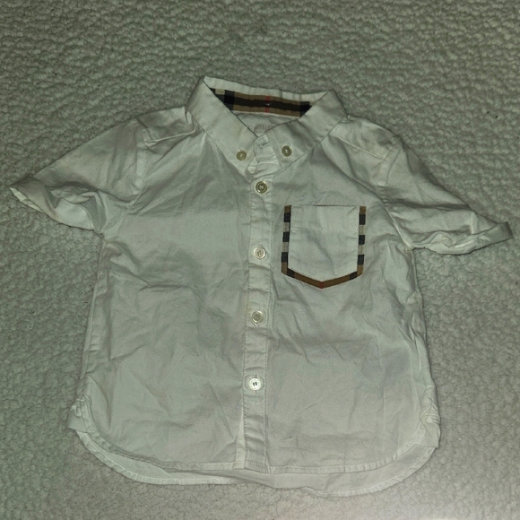Burberry Kids White Button-Up Short Sleeve Shirt